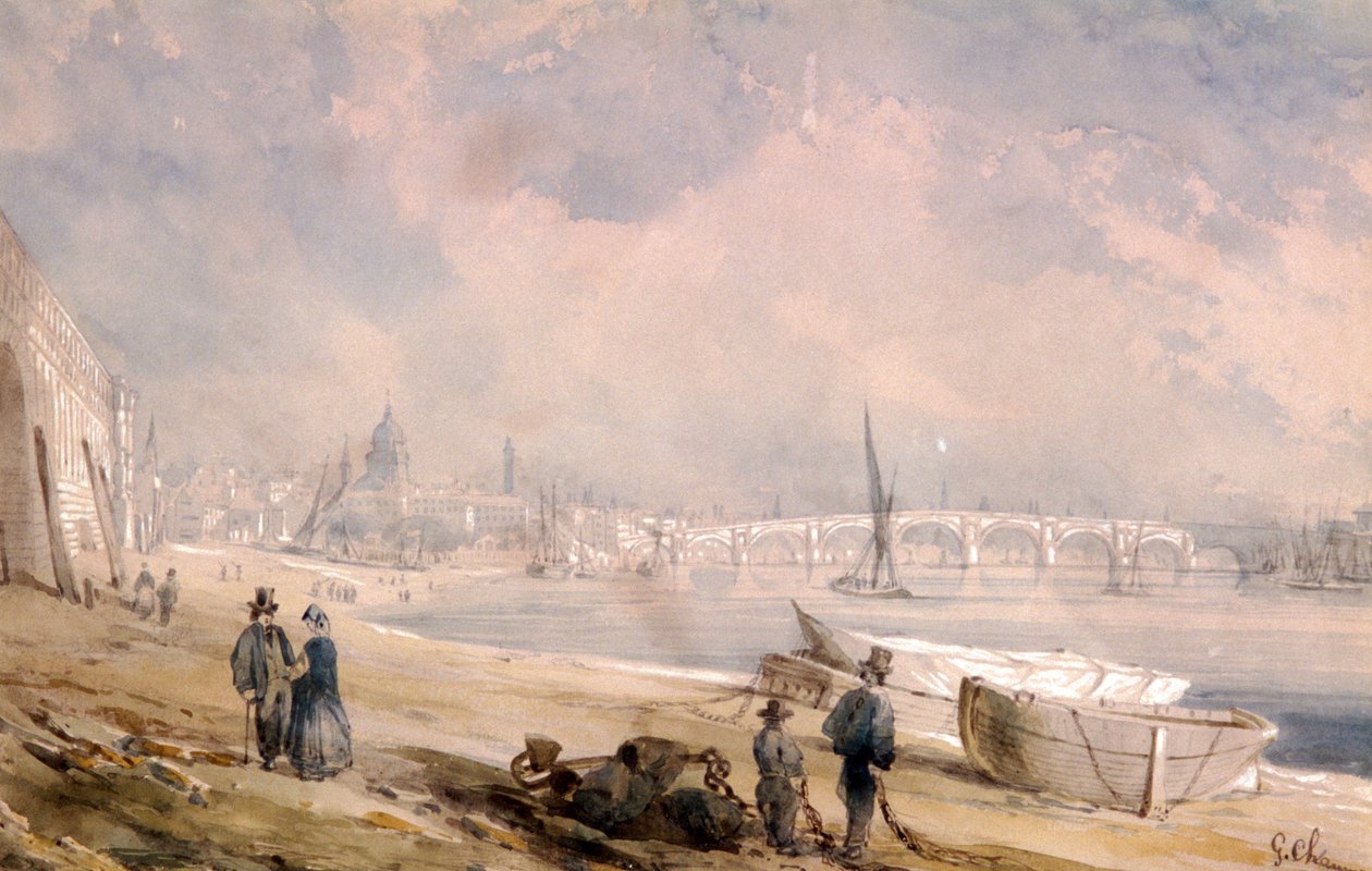 La Tamise à marée basse et Blackfriars Bridge, Londres - G Chaumont