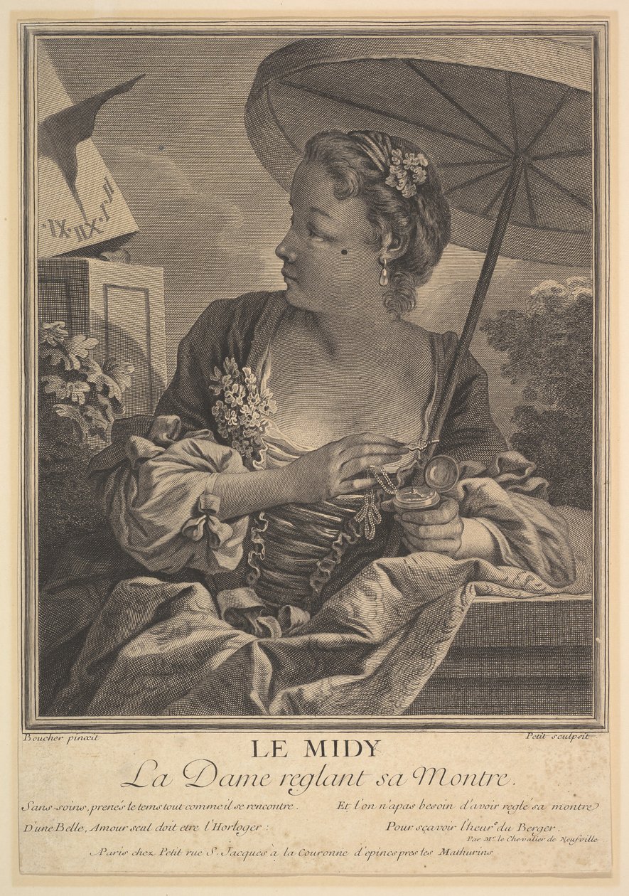 Midi. Une dame réglant sa montre - G E Petit