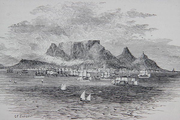 Le Cap vu de la baie de la Table, Afrique du Sud, de 
