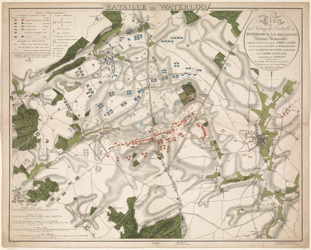 Carte de la bataille de Waterloo, 1815 - G. Jacowick