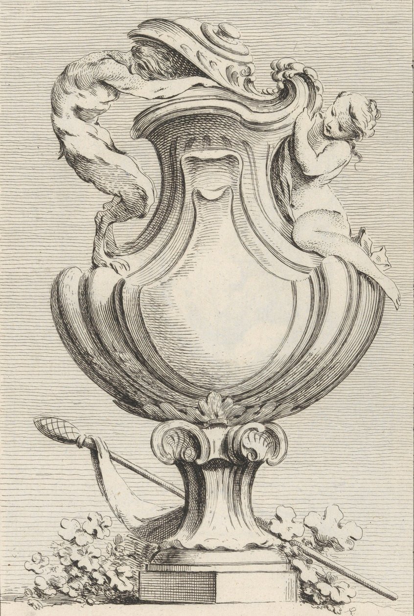 Conception pour un vase avec un faune et une nymphe, du Livre de Vases, planche 1, 1742-50 - Gabriel Huquier