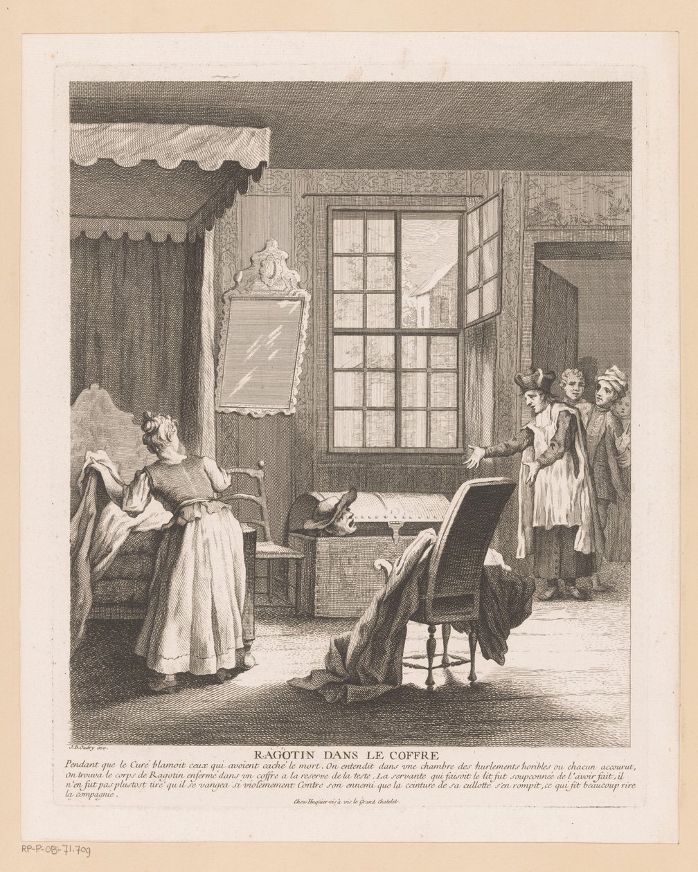 Intérieur de chambre avec Ragotin dans un coffre - Gabriel Huquier