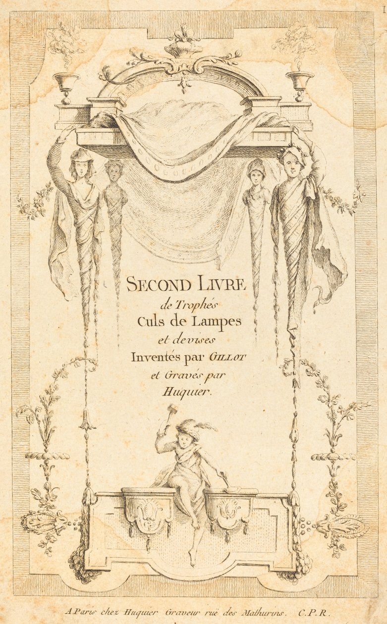 Second Livre de Trophées Culs de Lampes et Devises : Page de titre - Gabriel Huquier after Claude Gillot