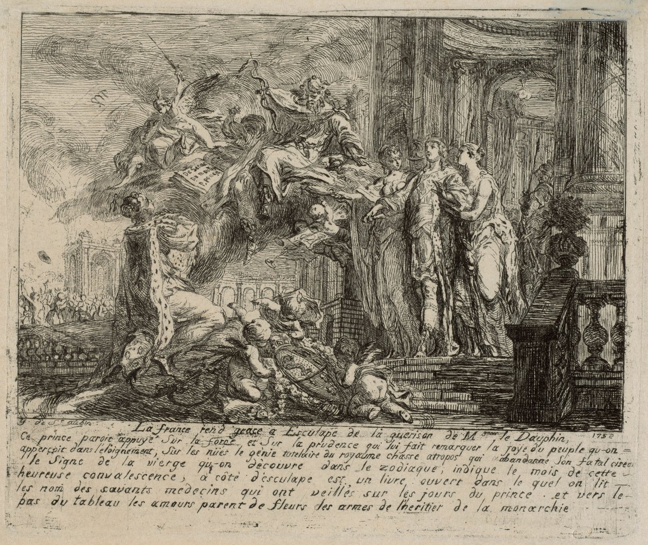 Allégorie sur la convalescence du Dauphin - Gabriel Jacques de Saint Aubin