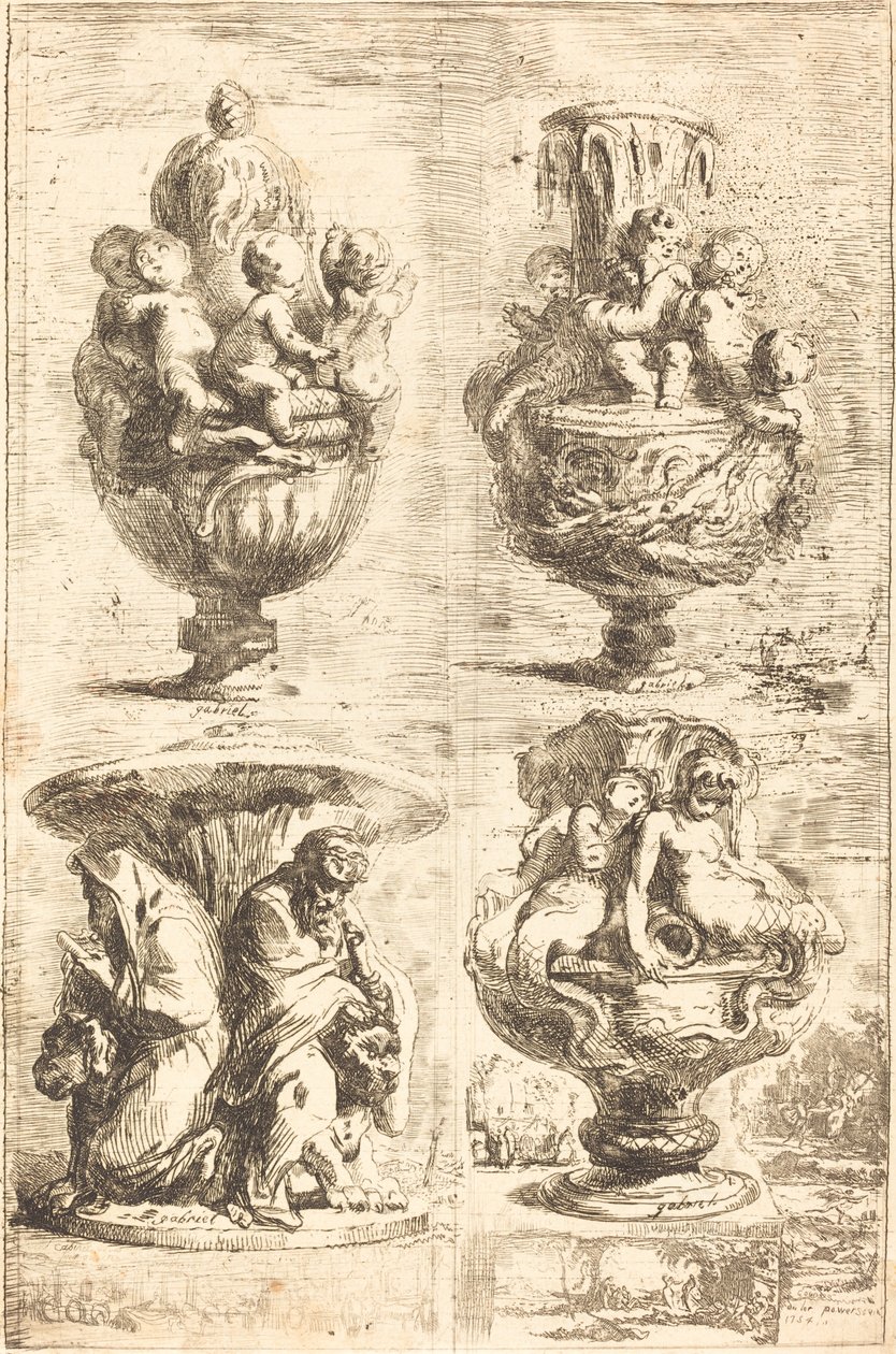 Quatre Vases - Gabriel Jacques de Saint Aubin
