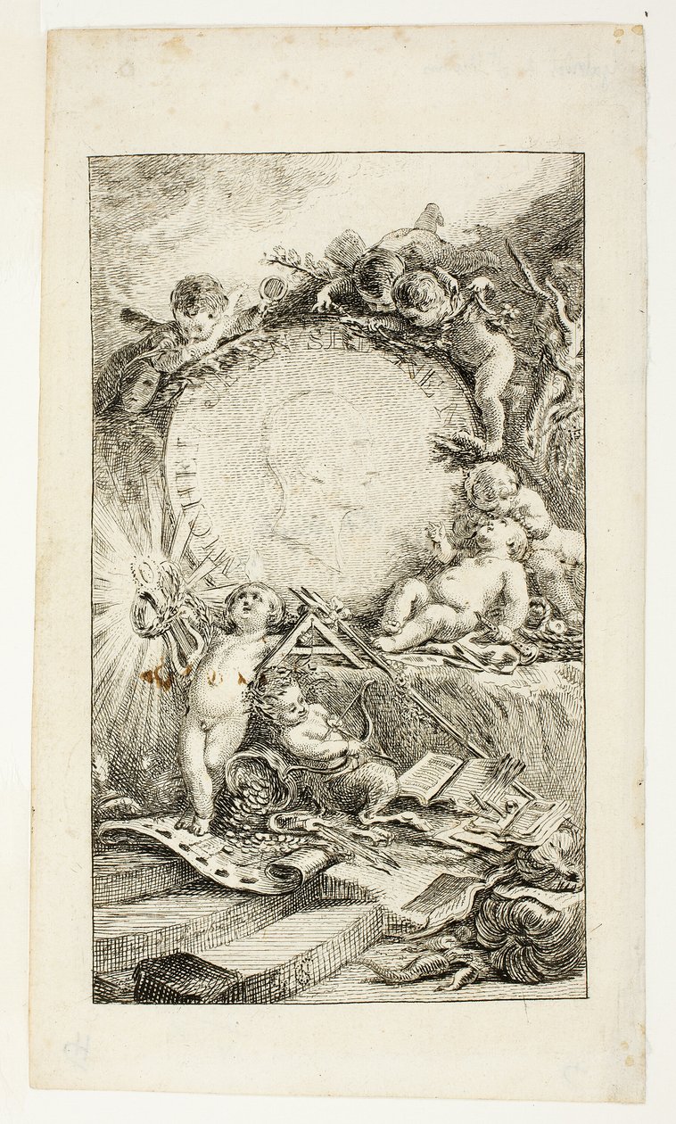 Frontispice, planche une de Recueil de Poésies de Sedaine - Gabriel Jacques de Saint Aubin