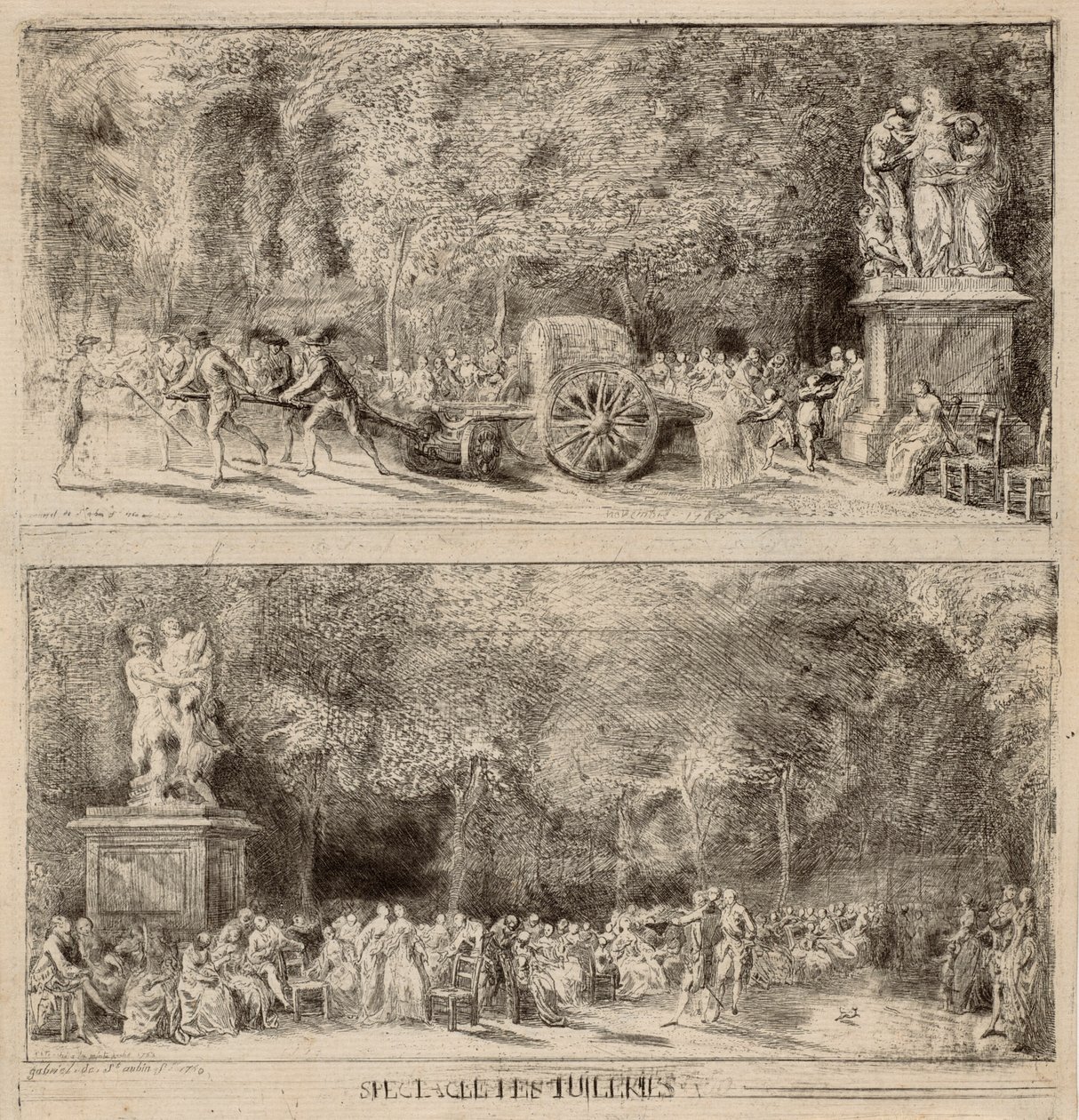 Scènes des Tuileries : Les chaises et la charrette d