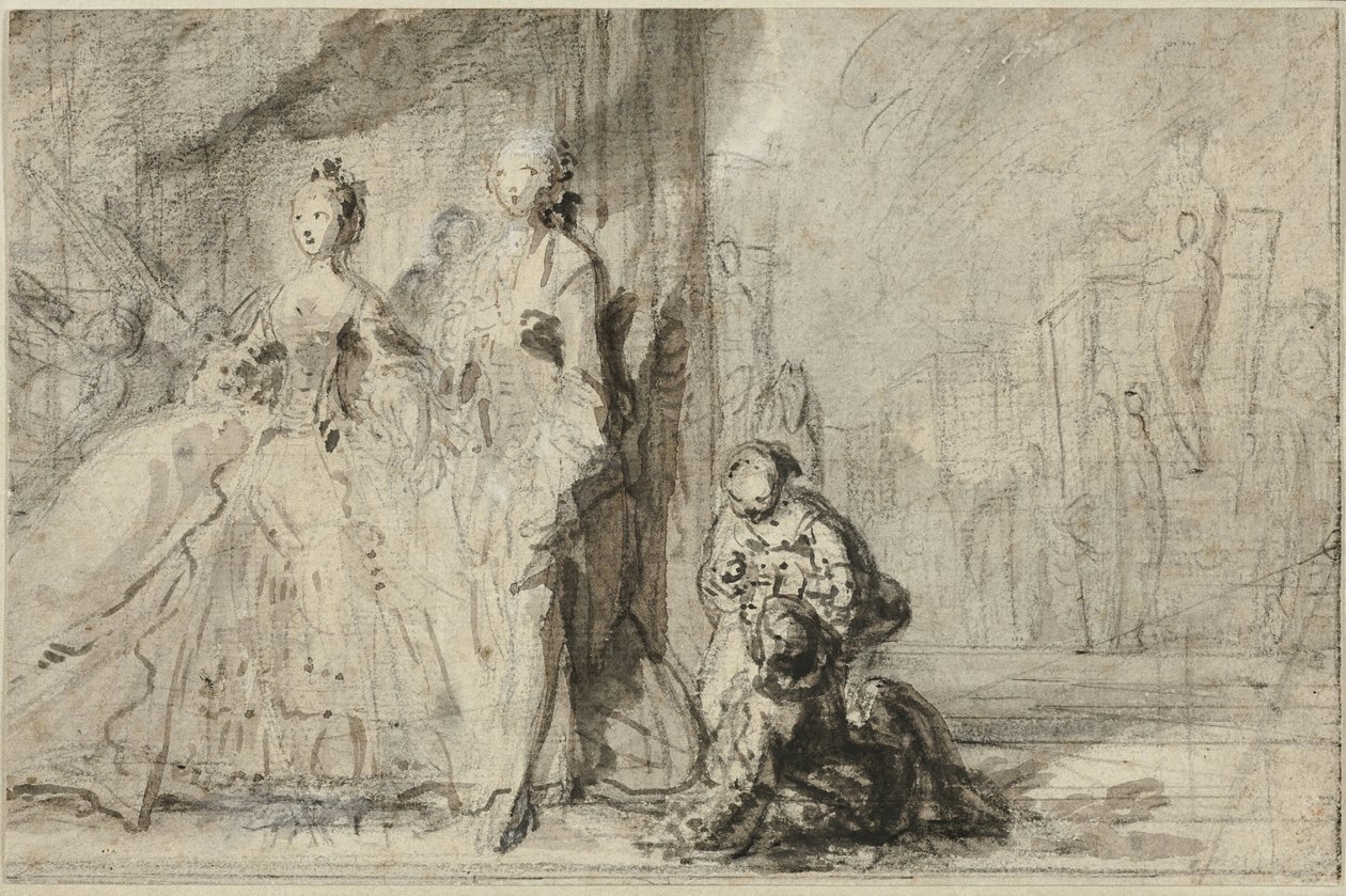 La promenade sur le boulevard - Gabriel Jacques de Saint Aubin