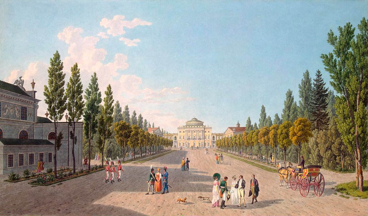 Vue du palais de Pavlovsk depuis le parc, 1808 - Gabriel Ludwig Lory the Elder