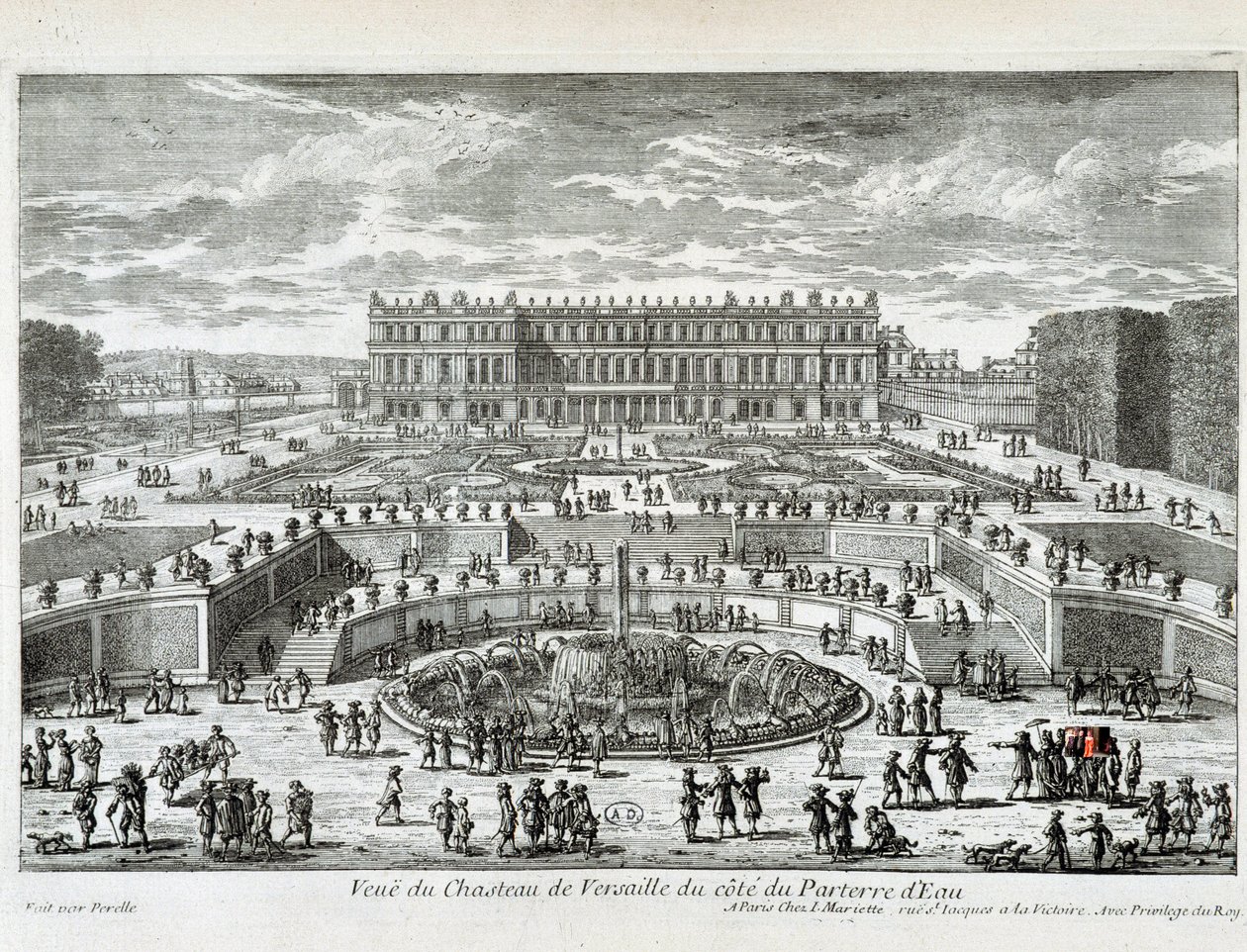Vue du Château de Versailles du côté du bassin - par Perelle, fin 17e siècle - Gabriel Perelle