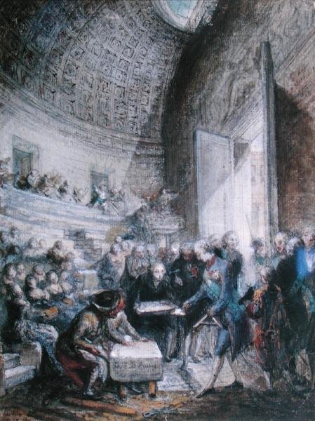Louis XVI (1754-93) posant la première pierre de l