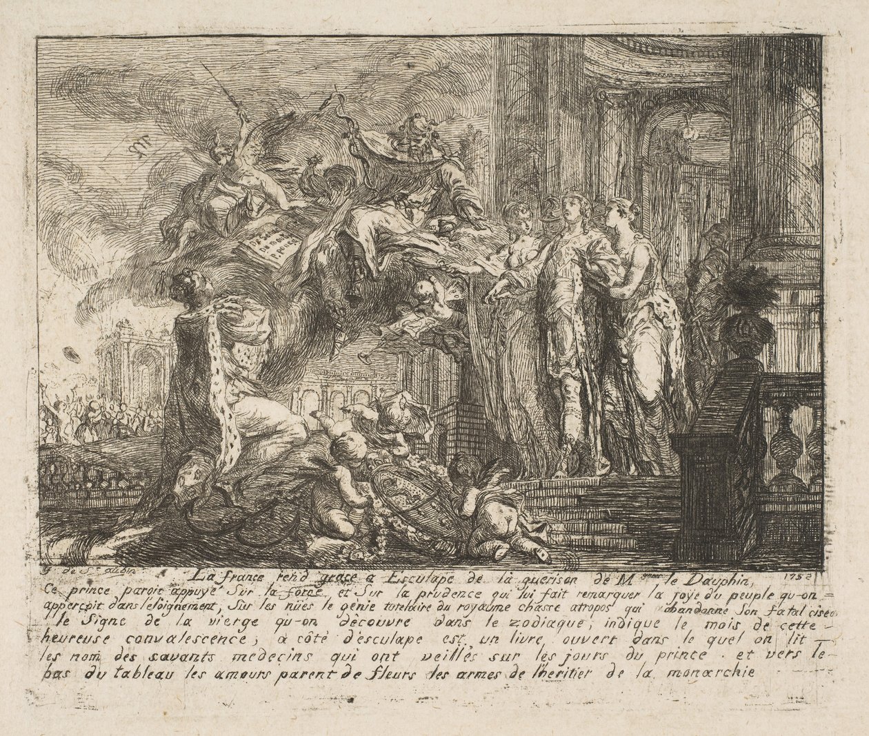 Allégorie sur la convalescence du Dauphin - Gabriel de Saint Aubin