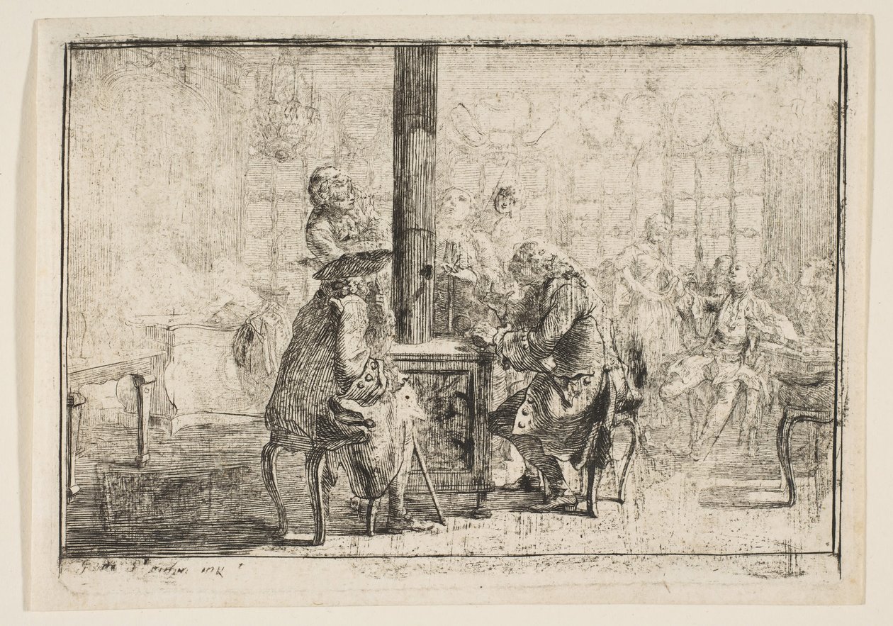 Les Nouvellistes, 1752 - Gabriel de Saint Aubin