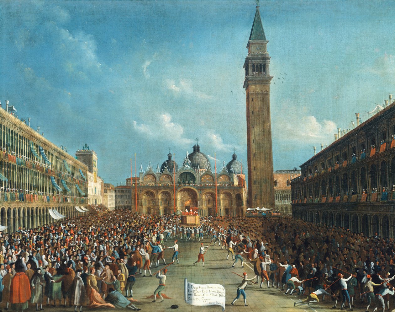 Le Doge porté triomphalement et jetant de l