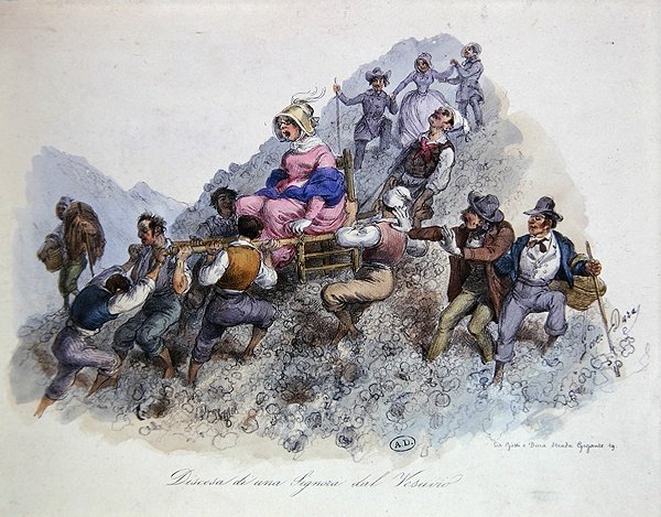 Un Touriste descendant du Mont Vésuve, vers 1830 - Gaetano (after) Dura