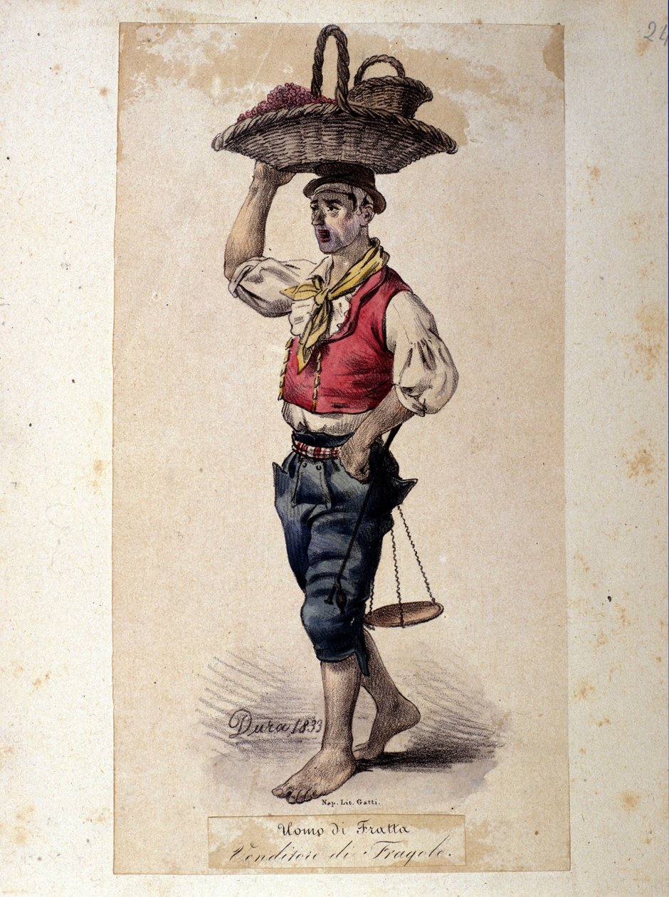 Le vendeur de fraises, costumes napolitains - Gaetano Dura