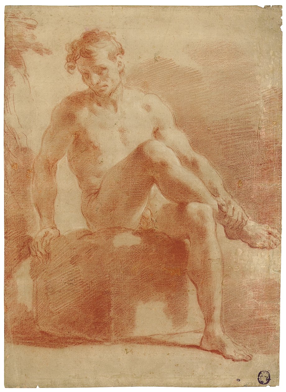 Un homme nu assis - Gaetano Gandolfi