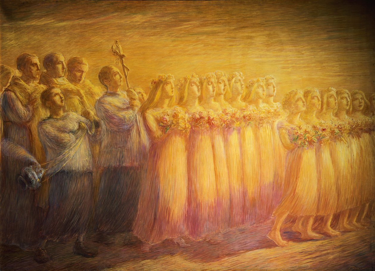 Funérailles de la vierge, détail du côté droit - Gaetano Previati