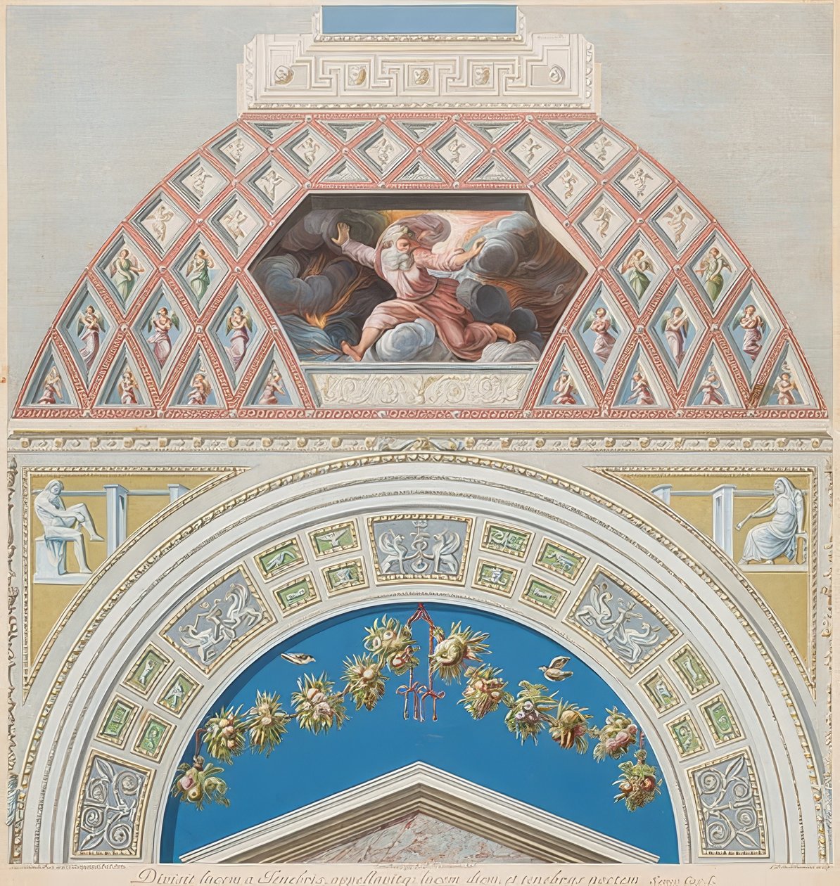 Lunette et voûte avec Dieu séparant la lumière des ténèbres - Gaetano Savorelli