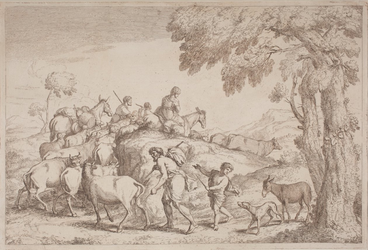 Un berger âgé vu de dos - Gaetano Zompini, after Giovanni Benedetto Castiglione
