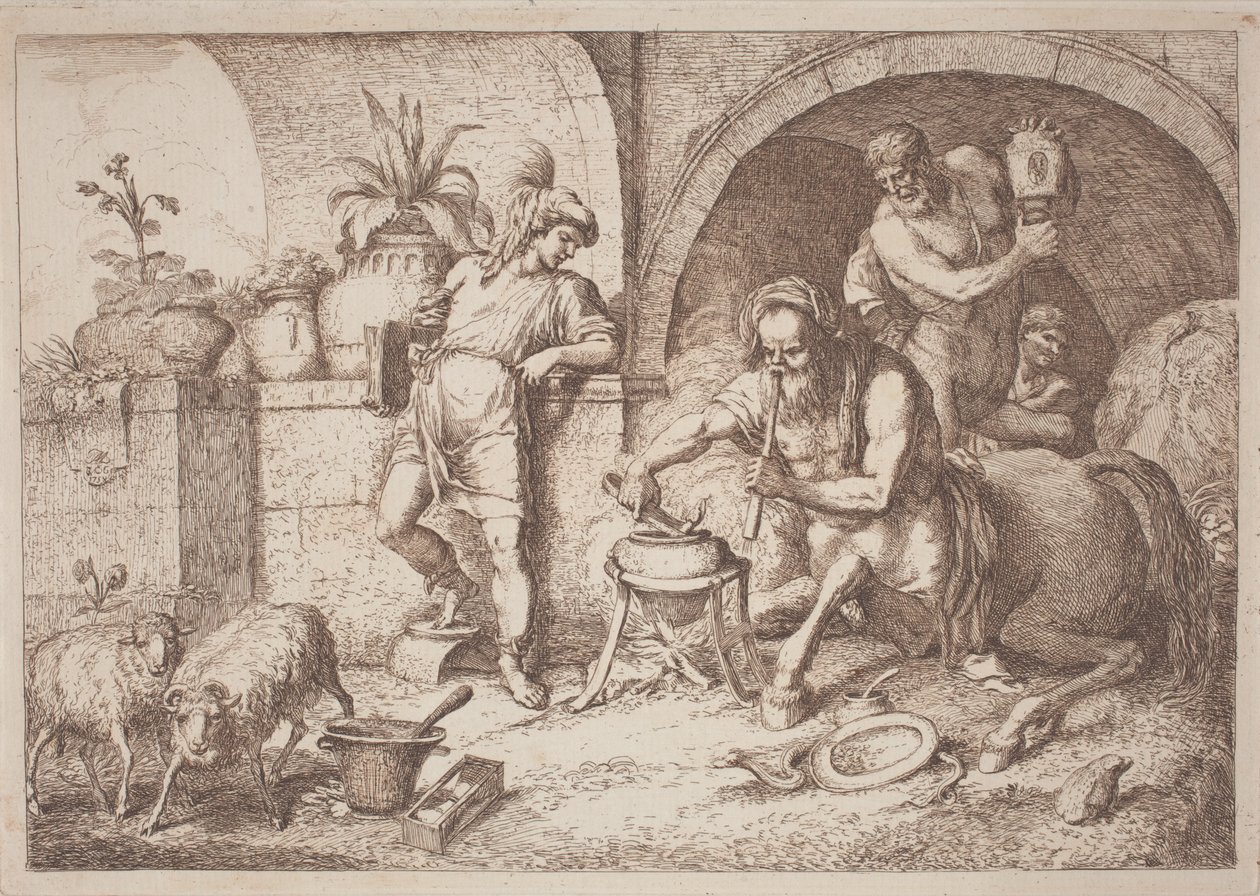 Chiron enseigne la magie à Achille - Gaetano Zompini, after Giovanni Benedetto Castiglione