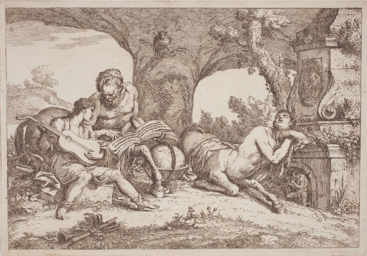 Chiron Enseigne la Musique à Achille - Gaetano Zompini, after Giovanni Benedetto Castiglione