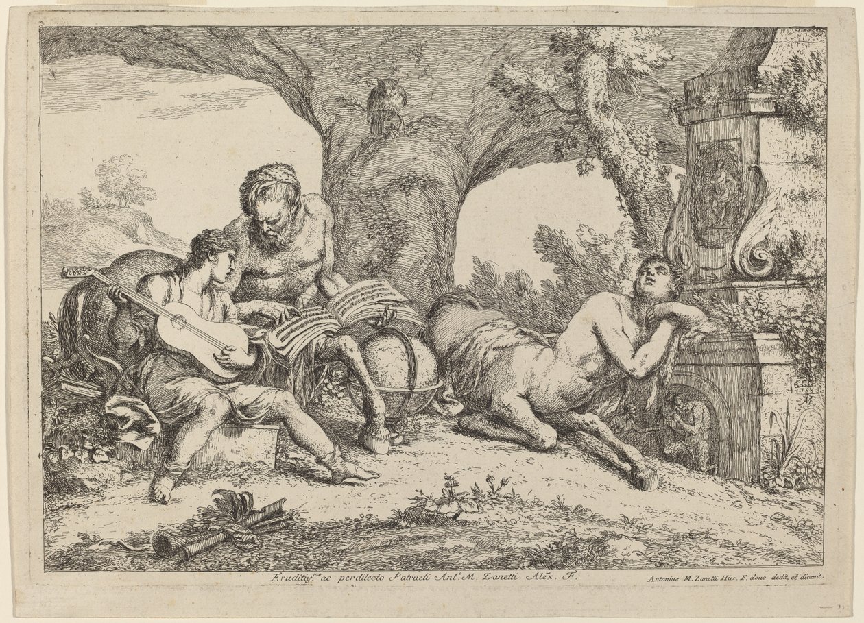 Chiron enseignant la musique à Achille - Gaetano Zompini after Giovanni Benedetto Castiglione