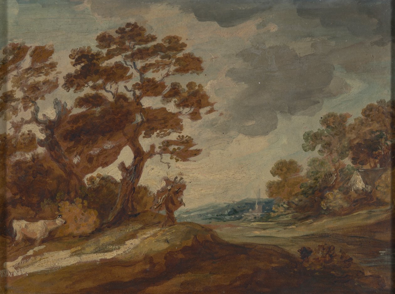 Paysage : Vache au premier plan à gauche - Gainsborough Dupont