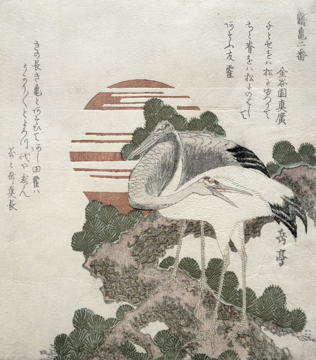 Grue (Tsuru) de la série 2 dessins de grues et tortues, 1818-30 - Gakutei Harunobu