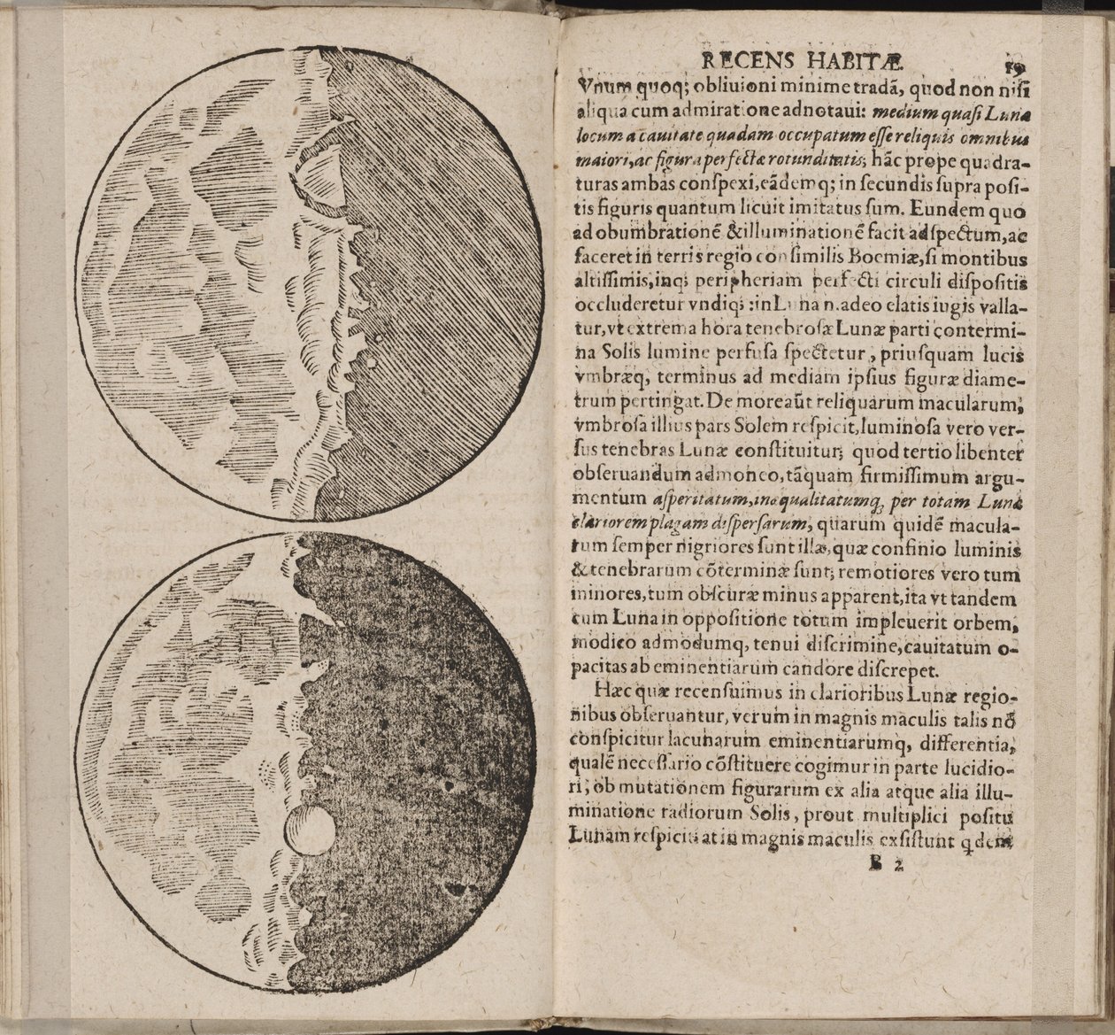Feuille du livre Sidereus Nuncius Messager sidéral de Galilée, 1610 - Galileo Galilei