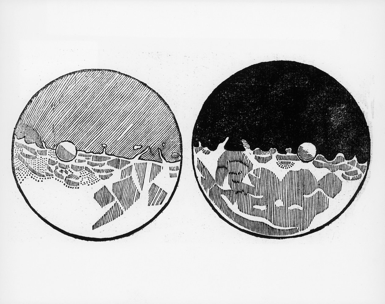 Croquis de la lune par Galileo Galilei, vers 1635 - Galileo Galilei