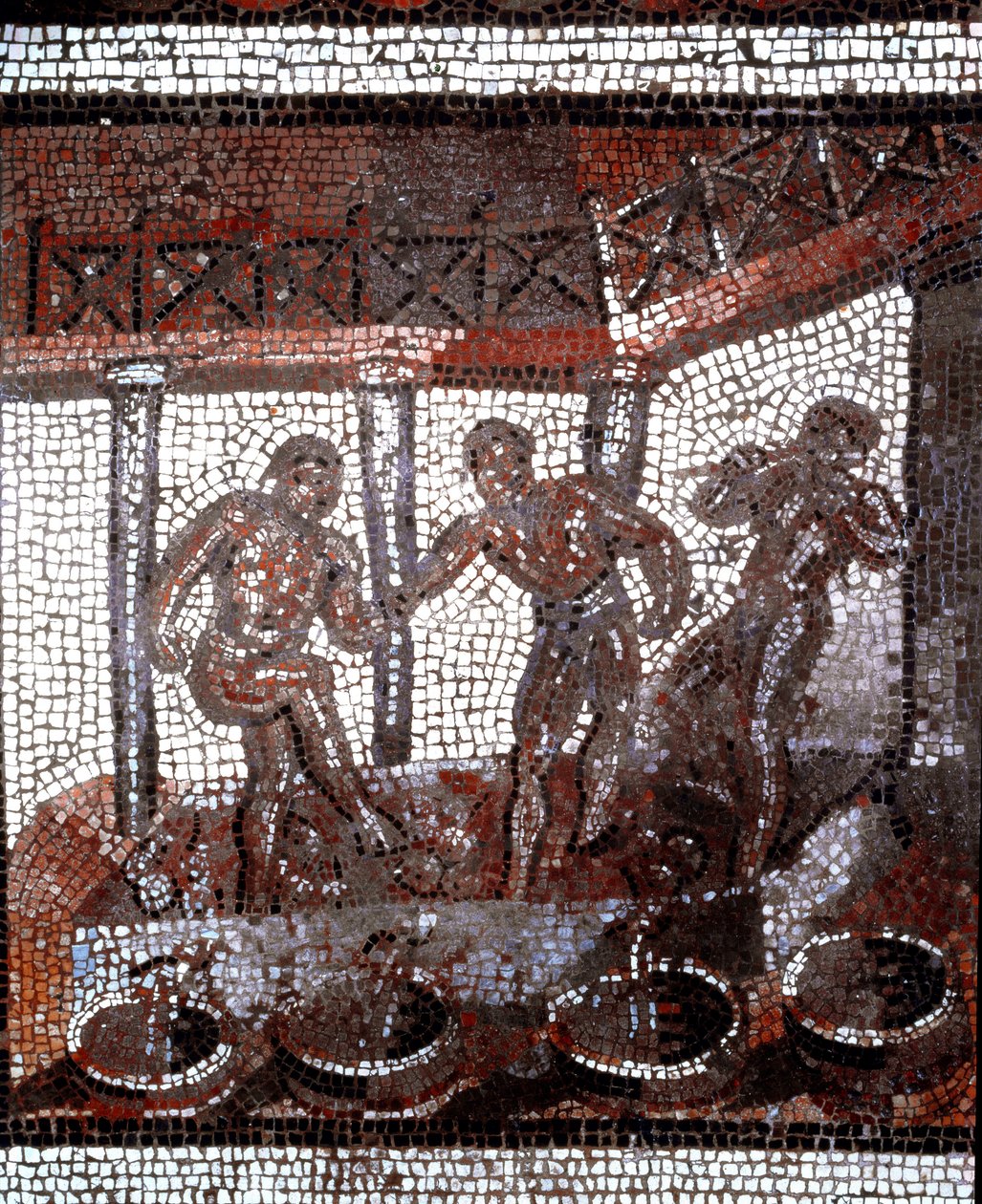 Scène de foulage des raisins dans une cuve - Gallo Roman