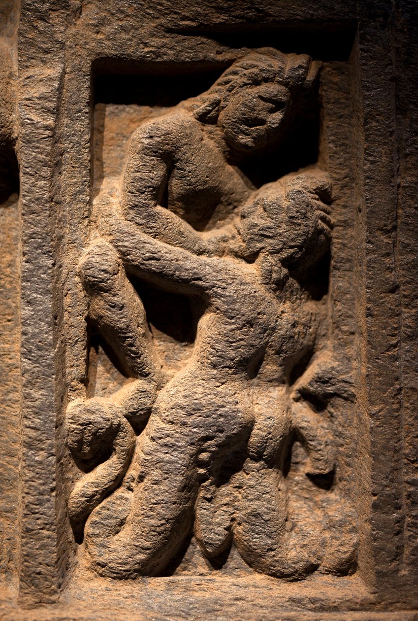 Triton. Bas-relief sculpté, art du Gandhara (Pakistan), 2e-3e siècle. Musée national de Corée, Séoul (Corée du Sud) - Gandhara School