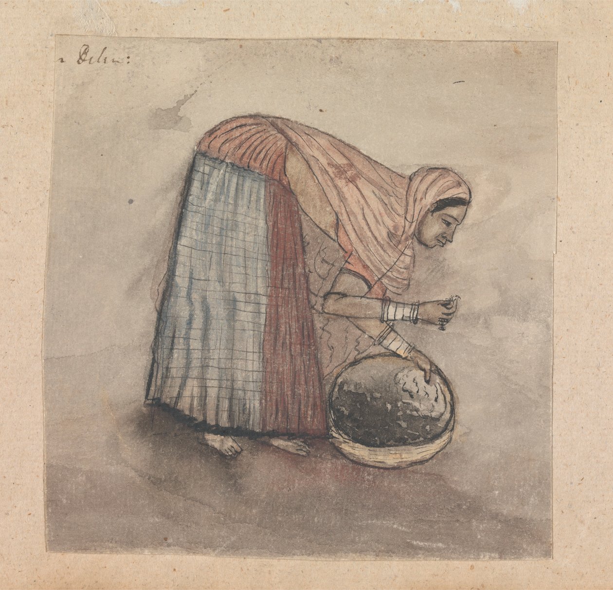Femme se penchant sur un panier | Gangaram Chintaman Tambat