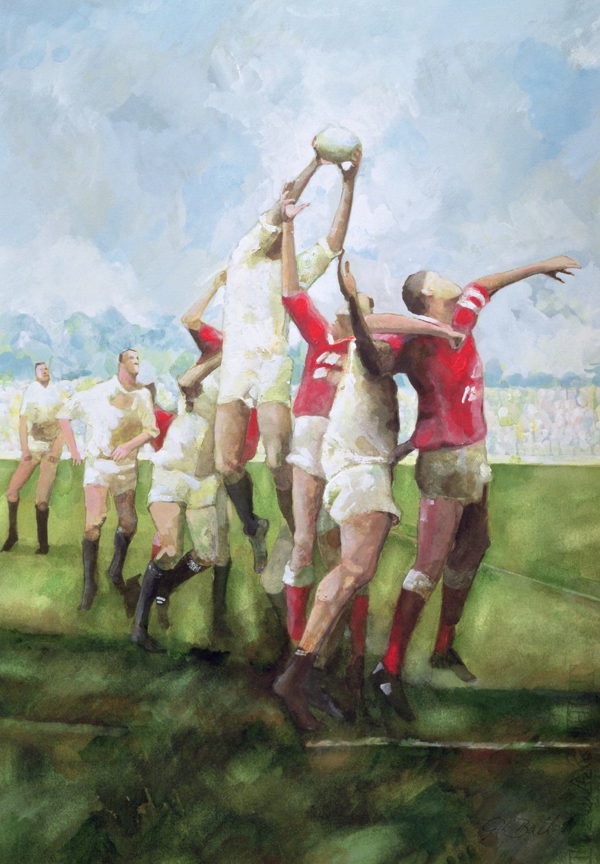 Match de rugby : Llanelli contre Swansea, touche, 1992 - Gareth Lloyd Ball