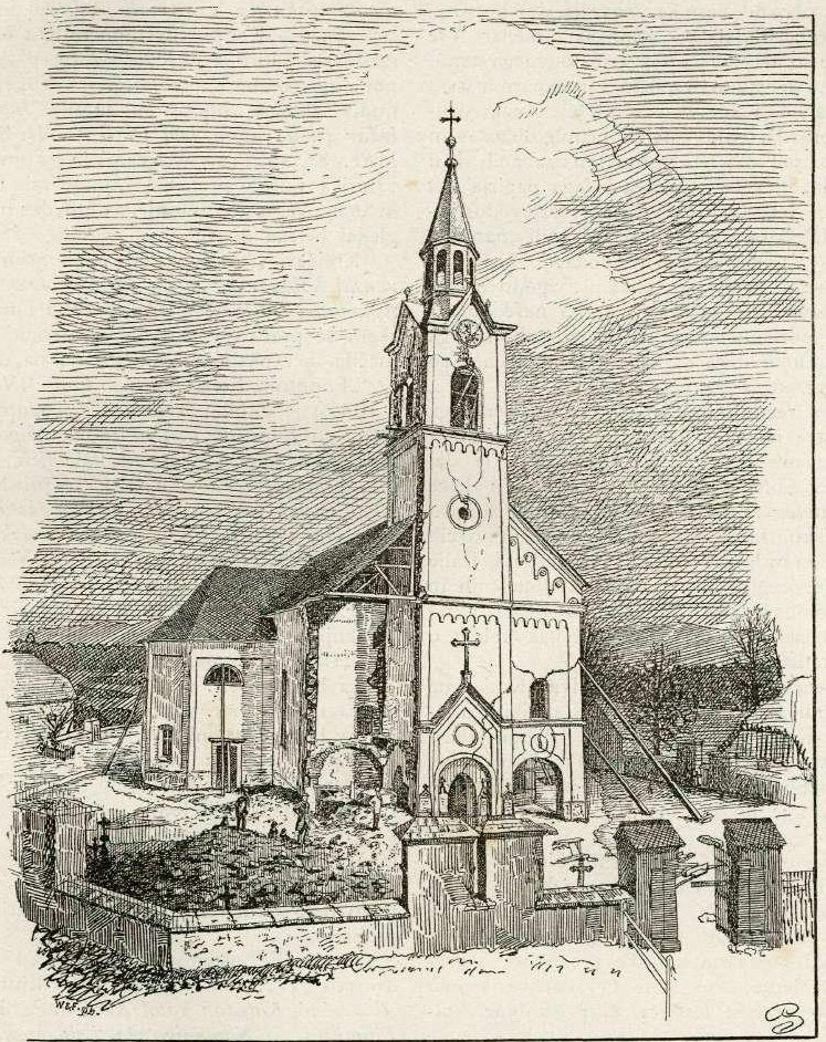 Église D. M. à Polje près de Ljubljana après le tremblement de terre - Gaspar Porenta