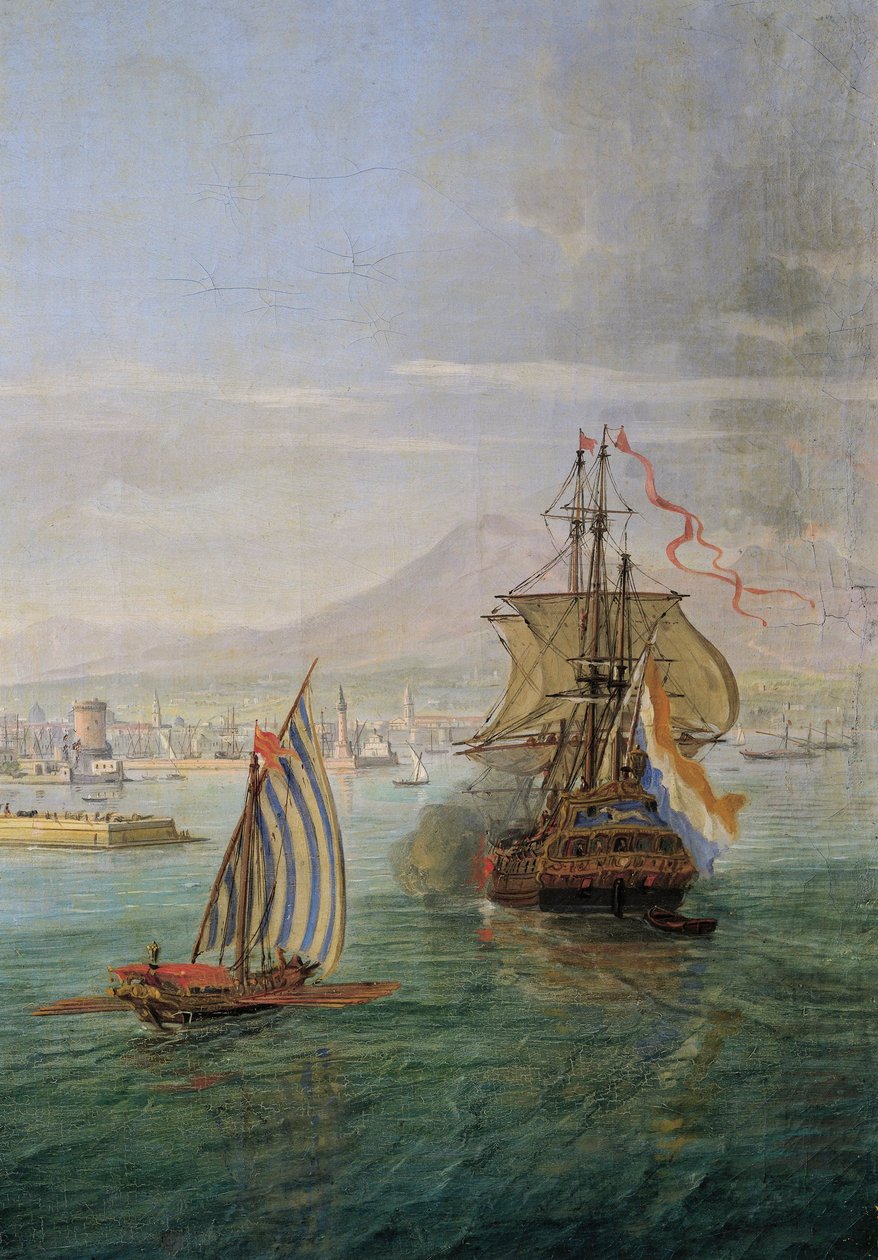 Italie, Florence, Vue de Naples depuis la mer (détail) - Gaspar van Wittel