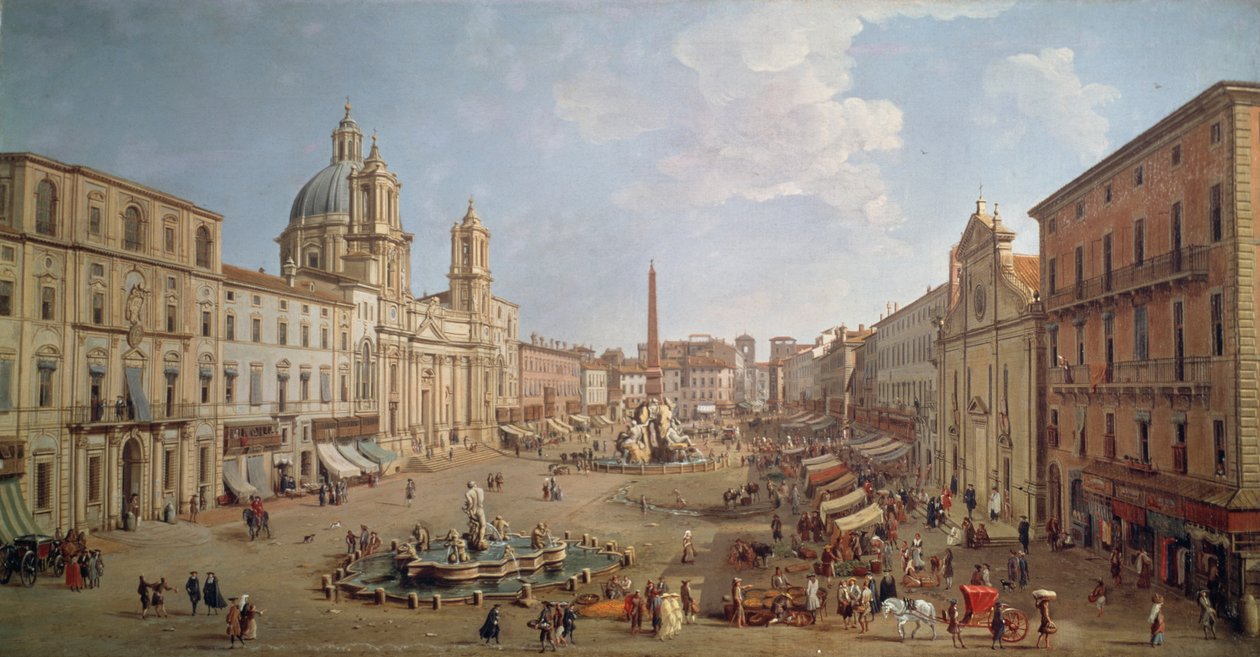 Vue de la Piazza Navona, peinture de Gaspar van Wittel ou Gaspare Vanvitelli (1652 ou 1653-1736), Italie - Gaspar van Wittel
