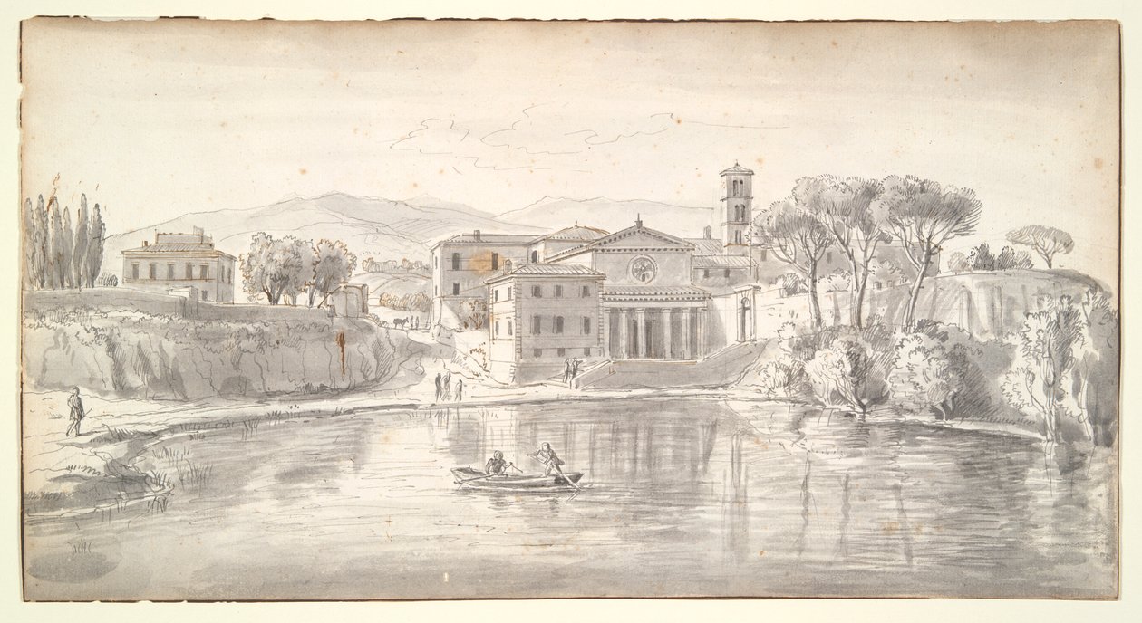 Église et maisons le long d