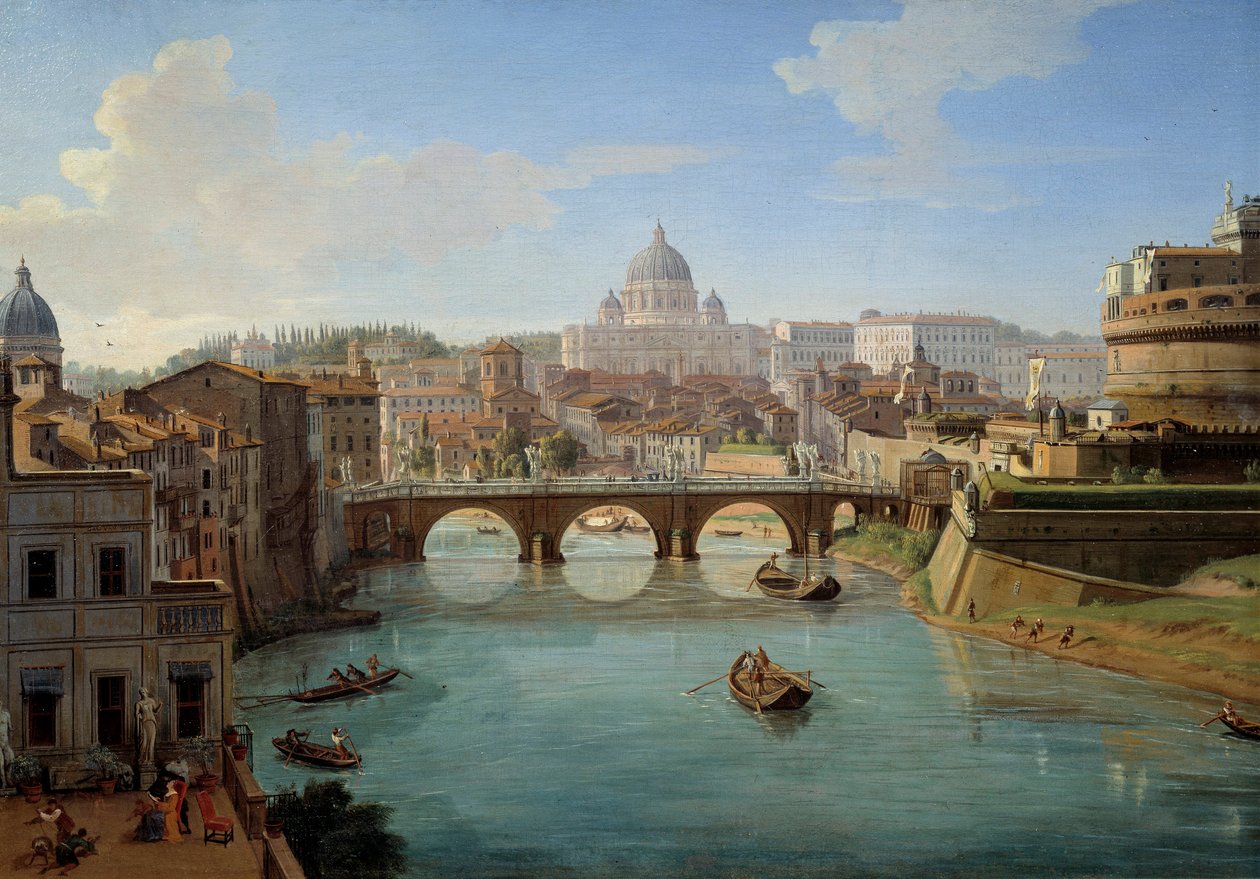 Vue de la basilique Saint-Pierre à Rome (détail) - Gaspar van Wittel