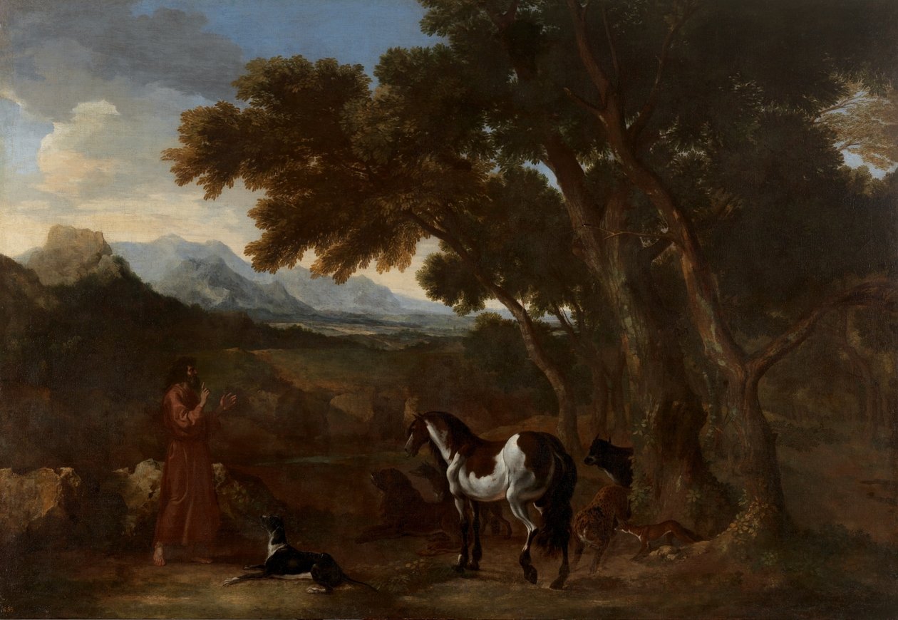 Dughet - Paysage avec un ermite prêchant aux animaux, 1637 - 1638 - Gaspard Dughet