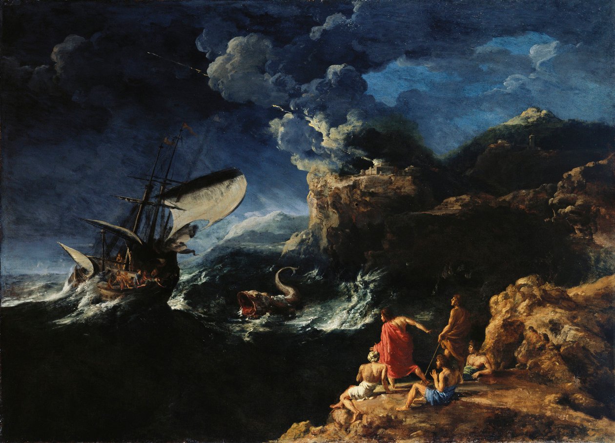 Paysage marin avec Jonas et la baleine - Gaspard Dughet