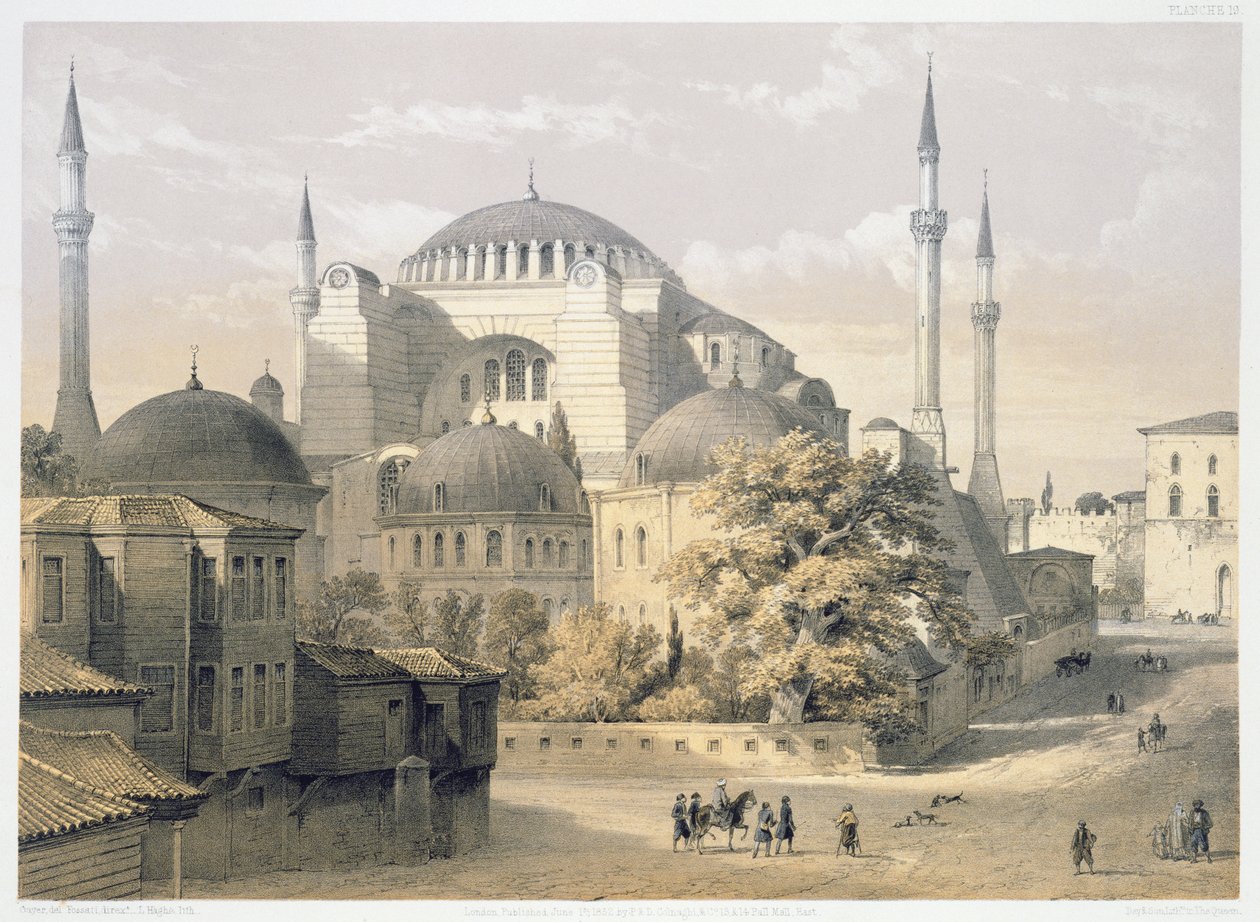Haghia Sophia, planche 19 : vue extérieure de la mosquée, gravée par Louis Haghe (1806-85) publiée en 1852 - Gaspard Fossati