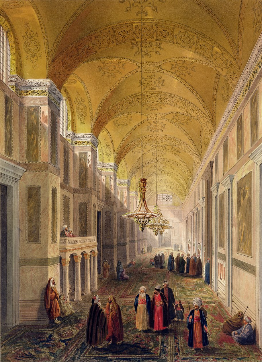 Haghia Sophia, planche 2 : le narthex, gravé par Louis Haghe, publié en 1852 - Gaspard Fossati