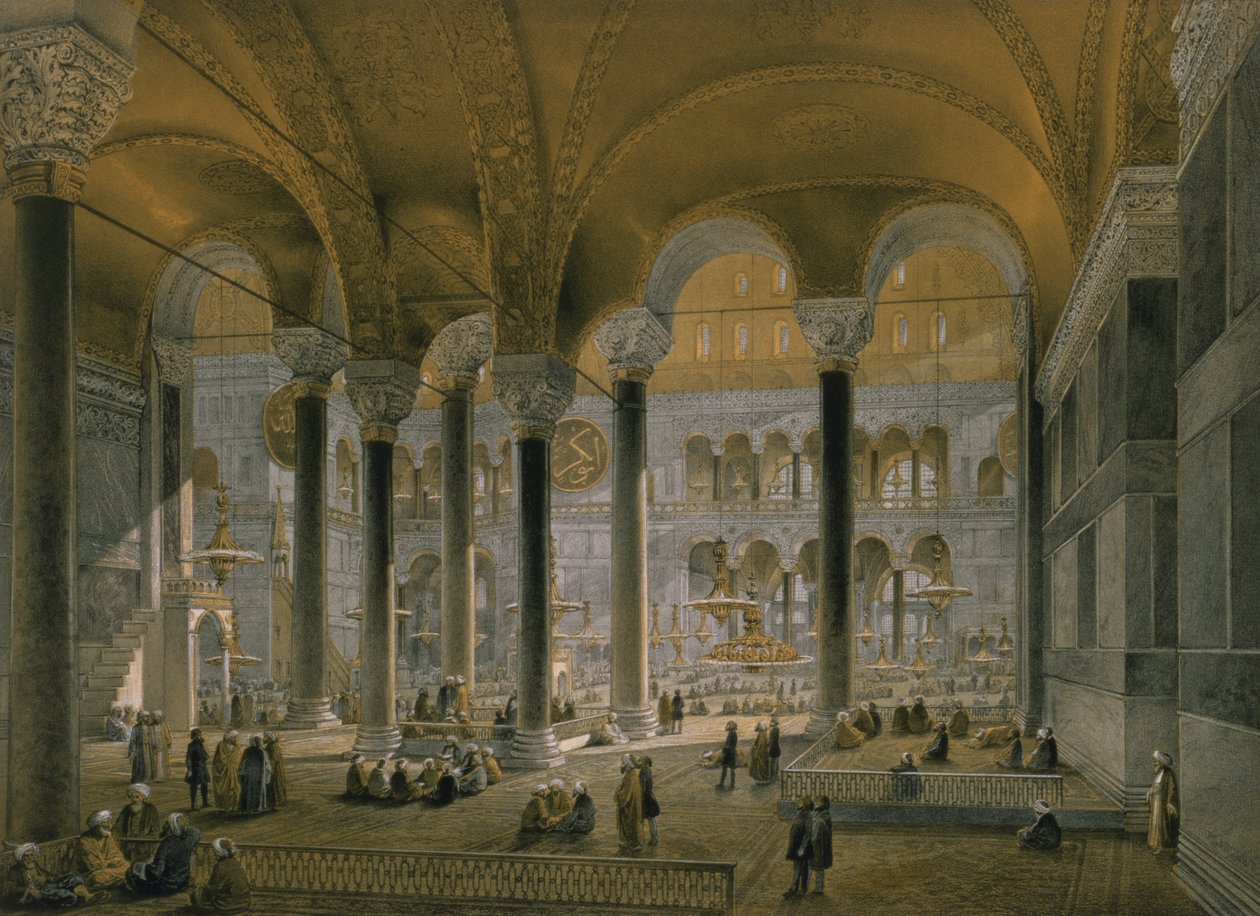 Haghia Sophia, planche 6: la nef nord, gravée par Louis Haghe, publiée en 1852 - Gaspard Fossati