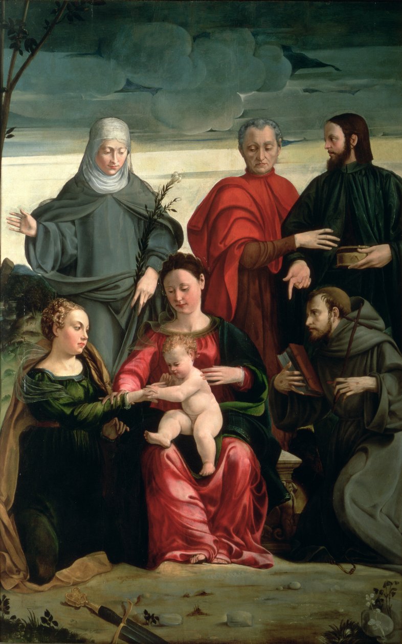 Le Mariage mystique de Sainte Catherine avec Saint François, Sainte Claire, Saint Côme et Saint Damien - Gaspare Pagani