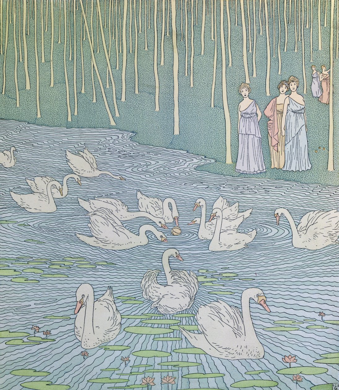 Nausicaa et ses compagnes jouant à la balle, illustration du Livre 6 de l