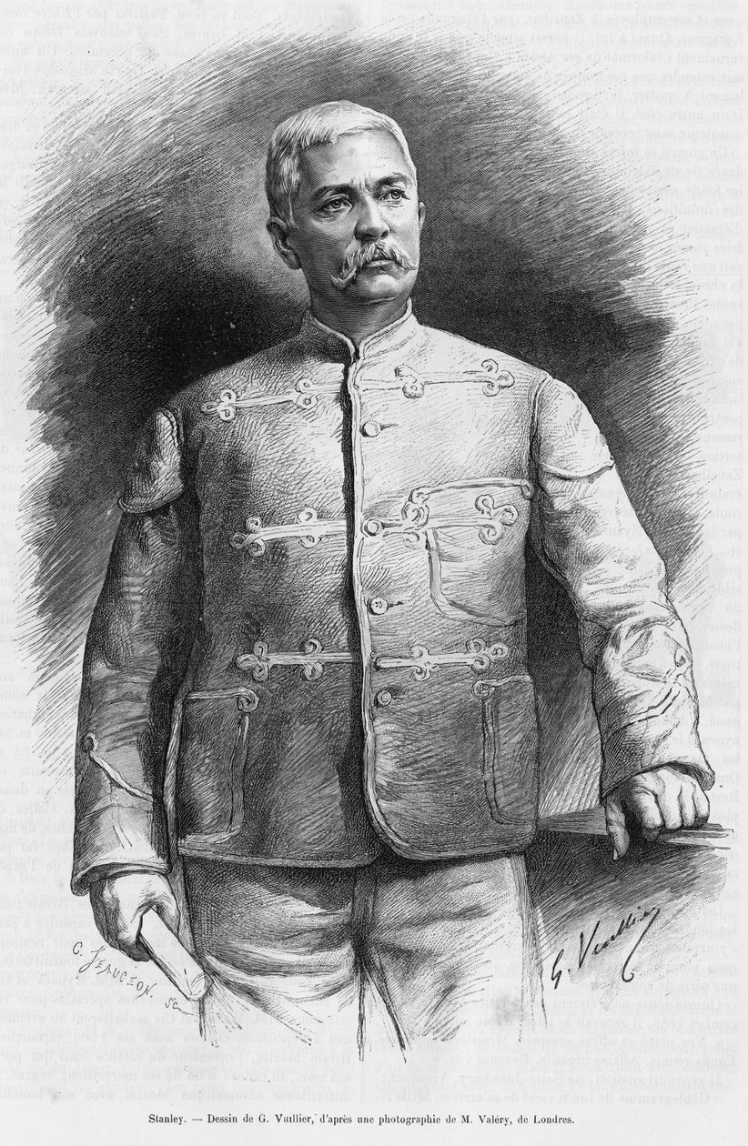 Portrait de Henry Morton Stanley (né John Rowlands 1841-1904) journaliste et explorateur. Gravure pour illustrer l