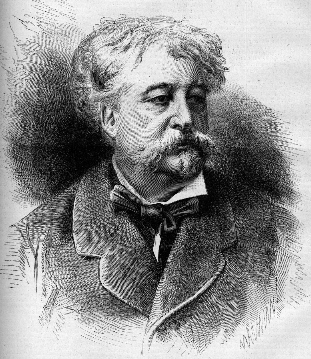 Portrait de Jules Noriac (1827-1882) écrivain, critique et journaliste français. Gravure par G. Vuillier dans "Le Monde Illustré" n°1332 du 7 octobre - Gaston Vuillier