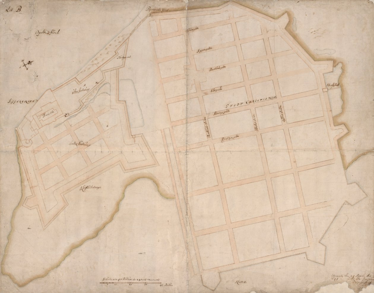 Plan de Christiania et Aggershuus - Isaac van Geelkerck